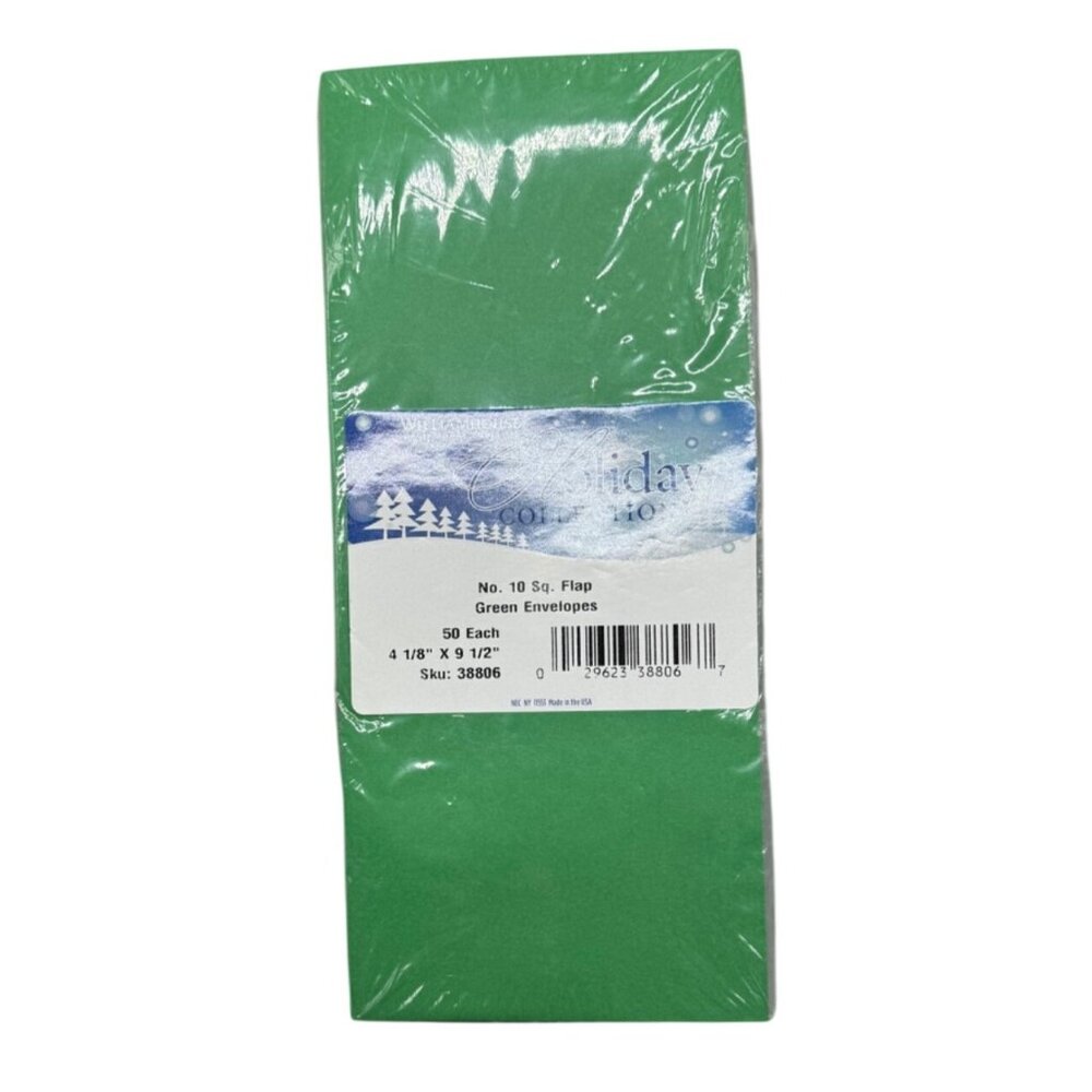 Holiday Collection No. 10 Square Flap Green Envelopes 50 Pack Williamhouse READ